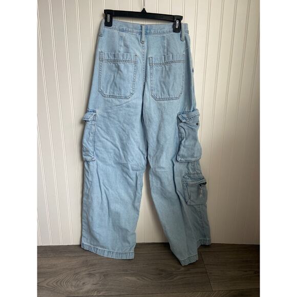 Universal Threads High Rise Wide Leg Denim Cargo Pants Women's Sz 4R, y2k 90s - Picture 5 of 5